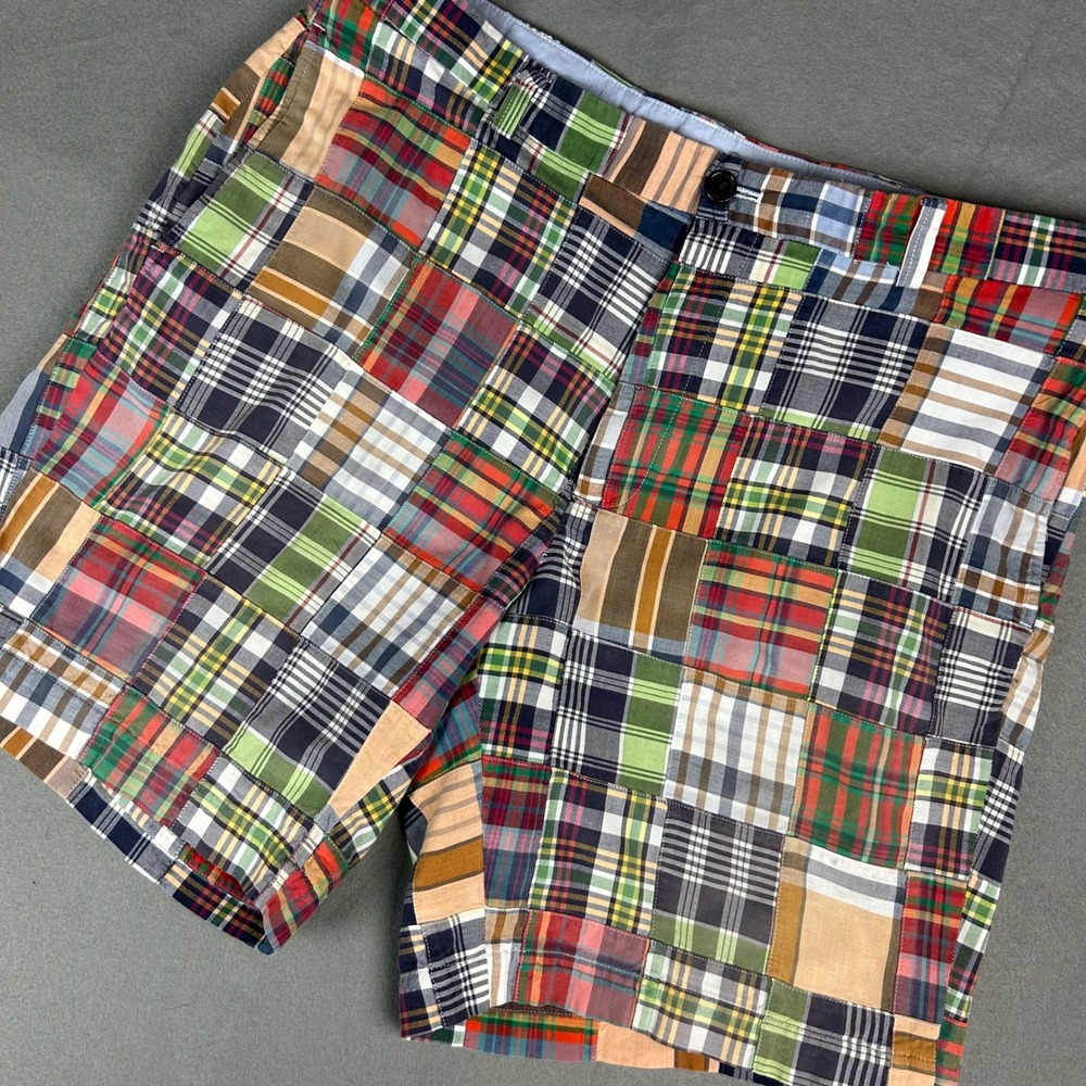 Brooks Brothers Shorts Mens 38 Multi Color Patchwork Madras Plaid 346 Cotton